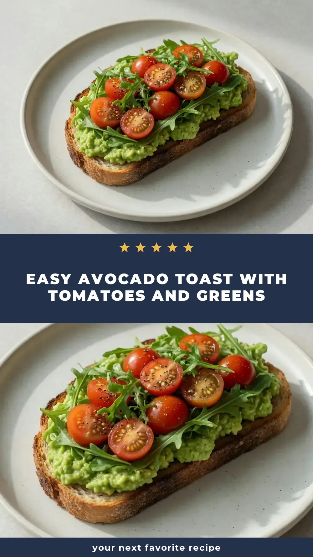 Save Easy Avocado Toast with Tomatoes and Greens to Pinterest