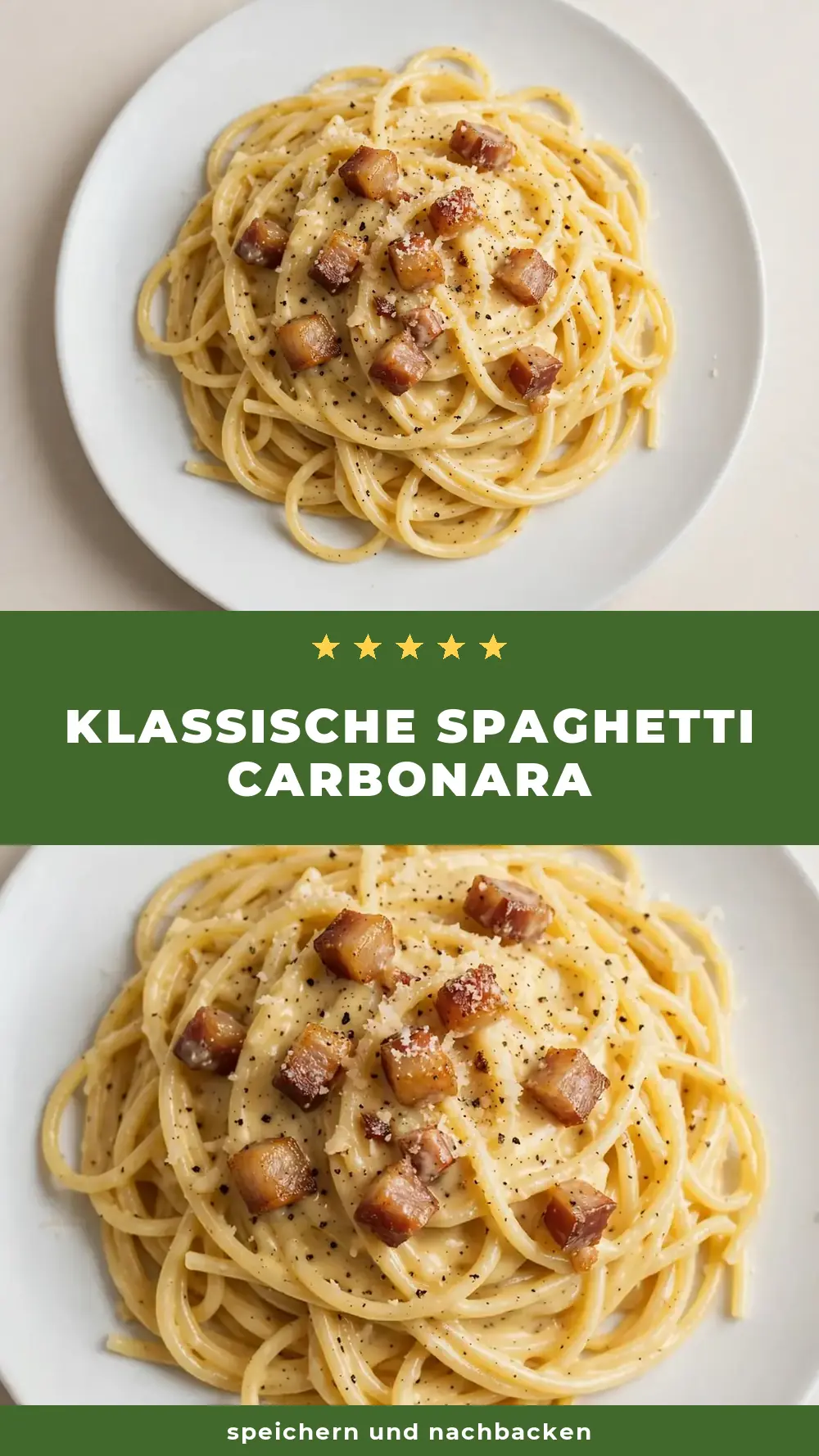 Save Classic Spaghetti Carbonara Recipe to Pinterest
