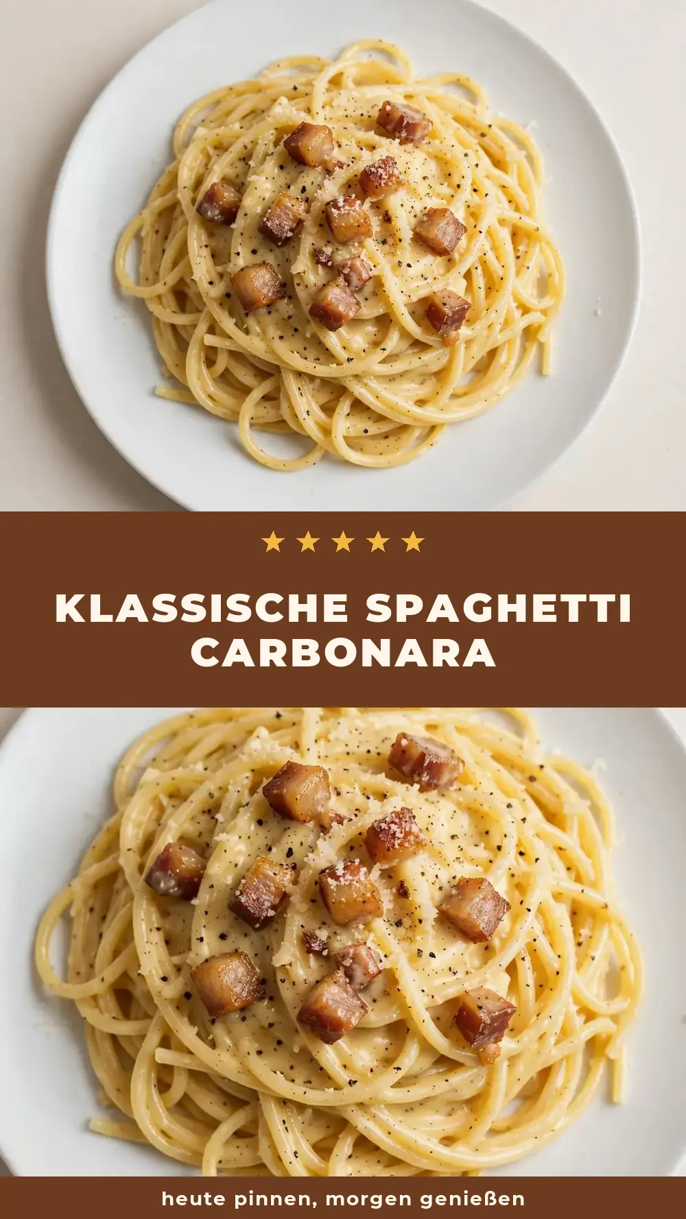 Save Classic Spaghetti Carbonara Recipe to Pinterest