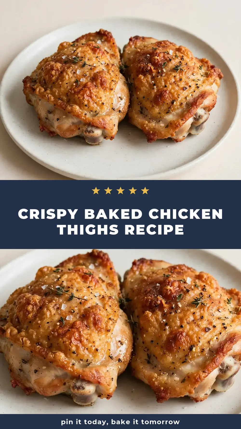 Save Crispy Baked Chicken Thighs Recipe to Pinterest