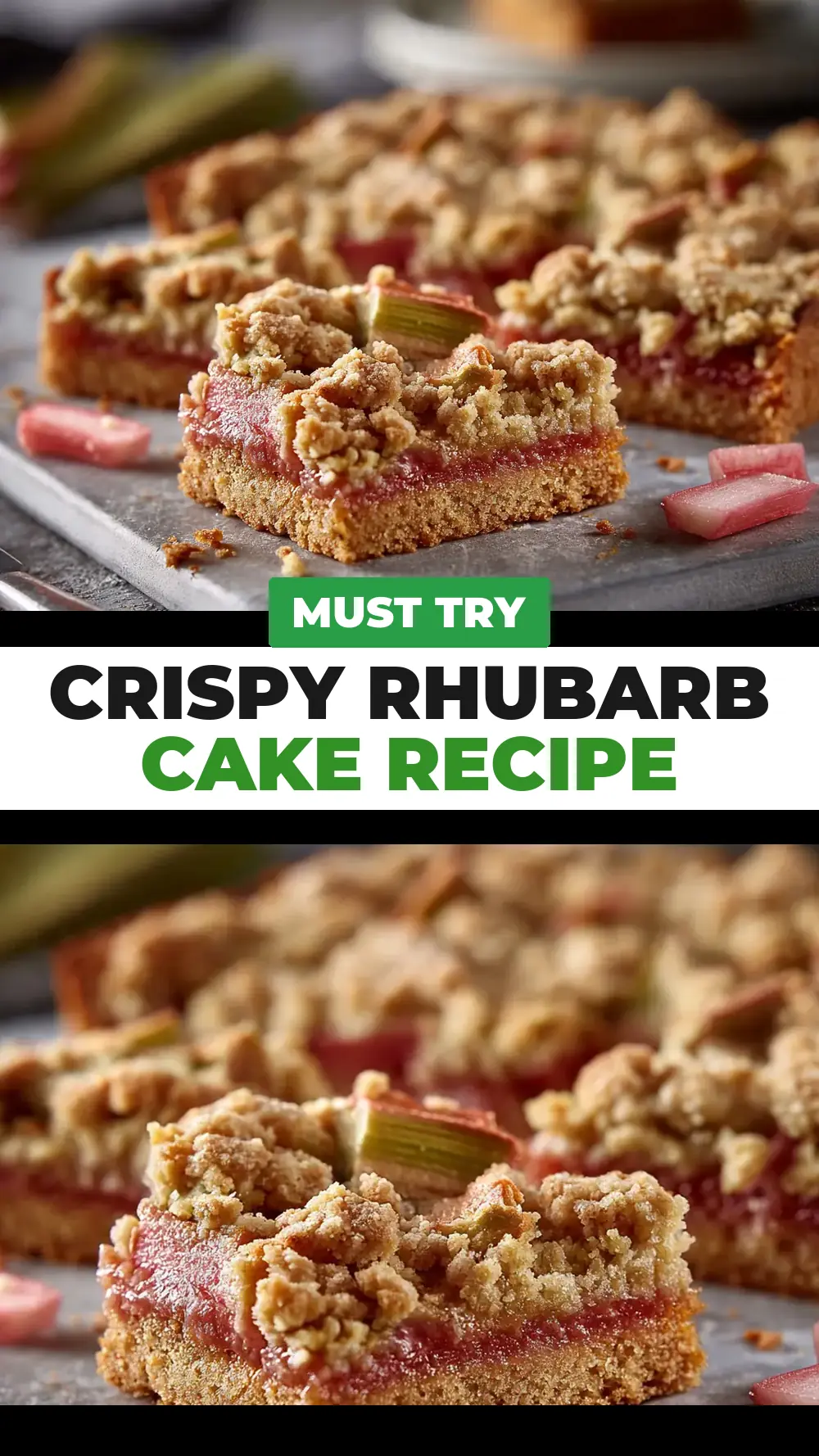Save Crispy Rhubarb Cake Recipe to Pinterest