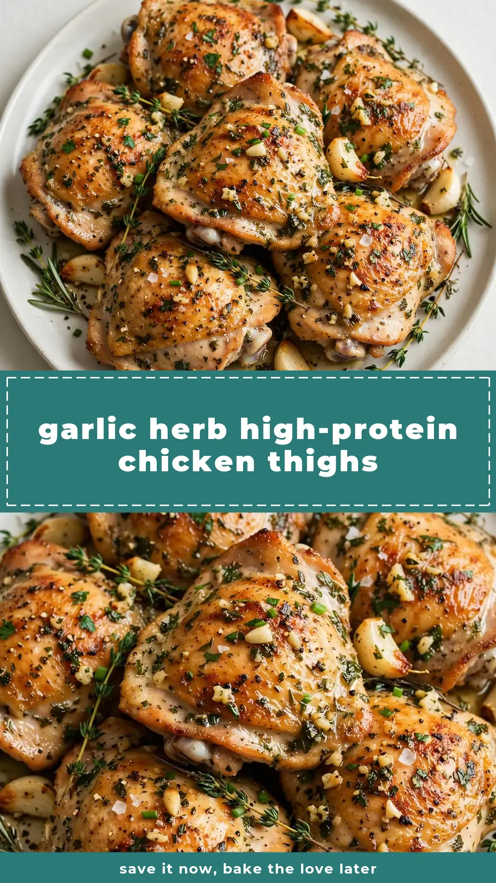 Save Garlic Herb High-Protein Chicken Thighs to Pinterest