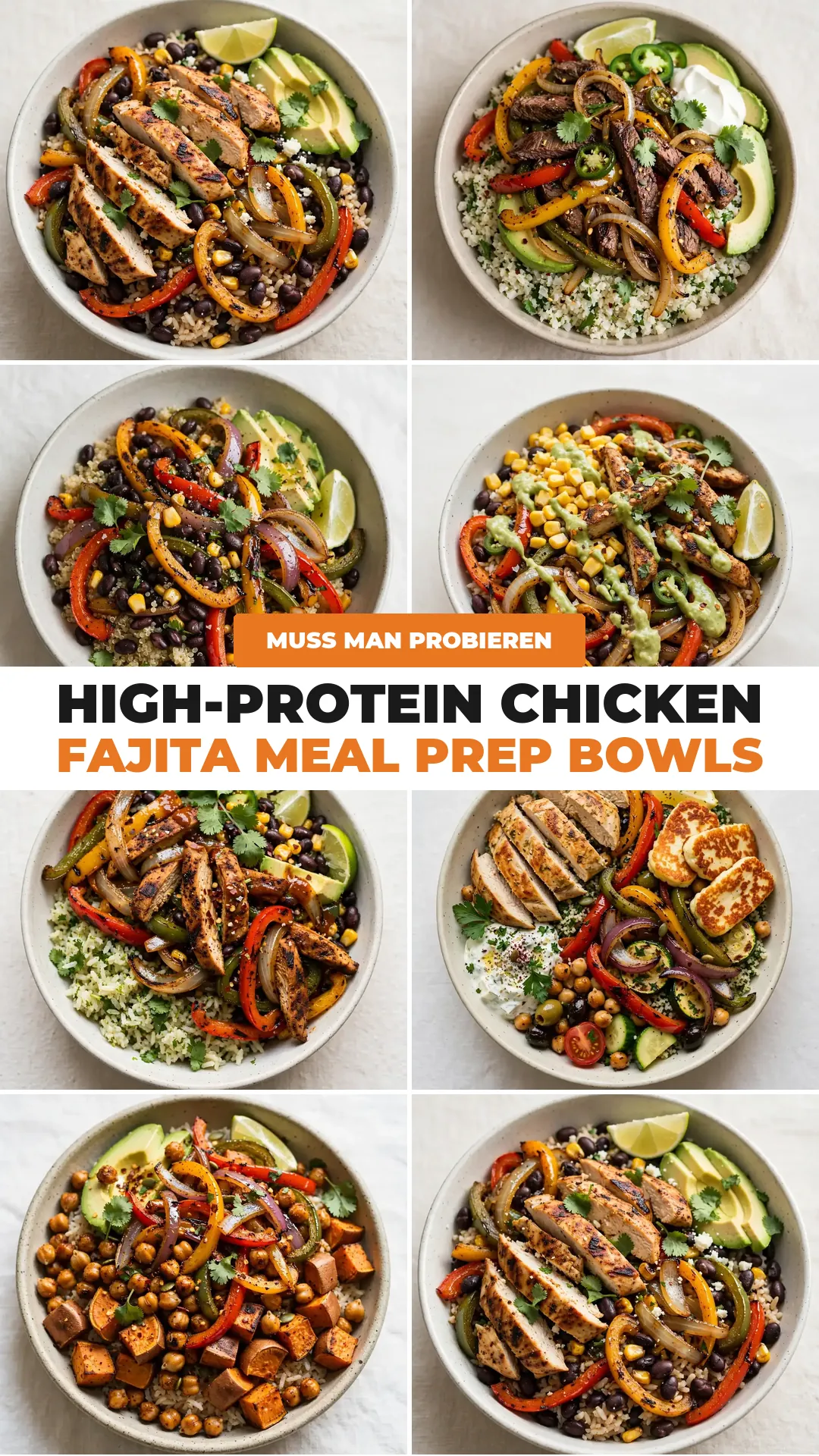 Save High-Protein Chicken Fajita Meal Prep Bowls to Pinterest