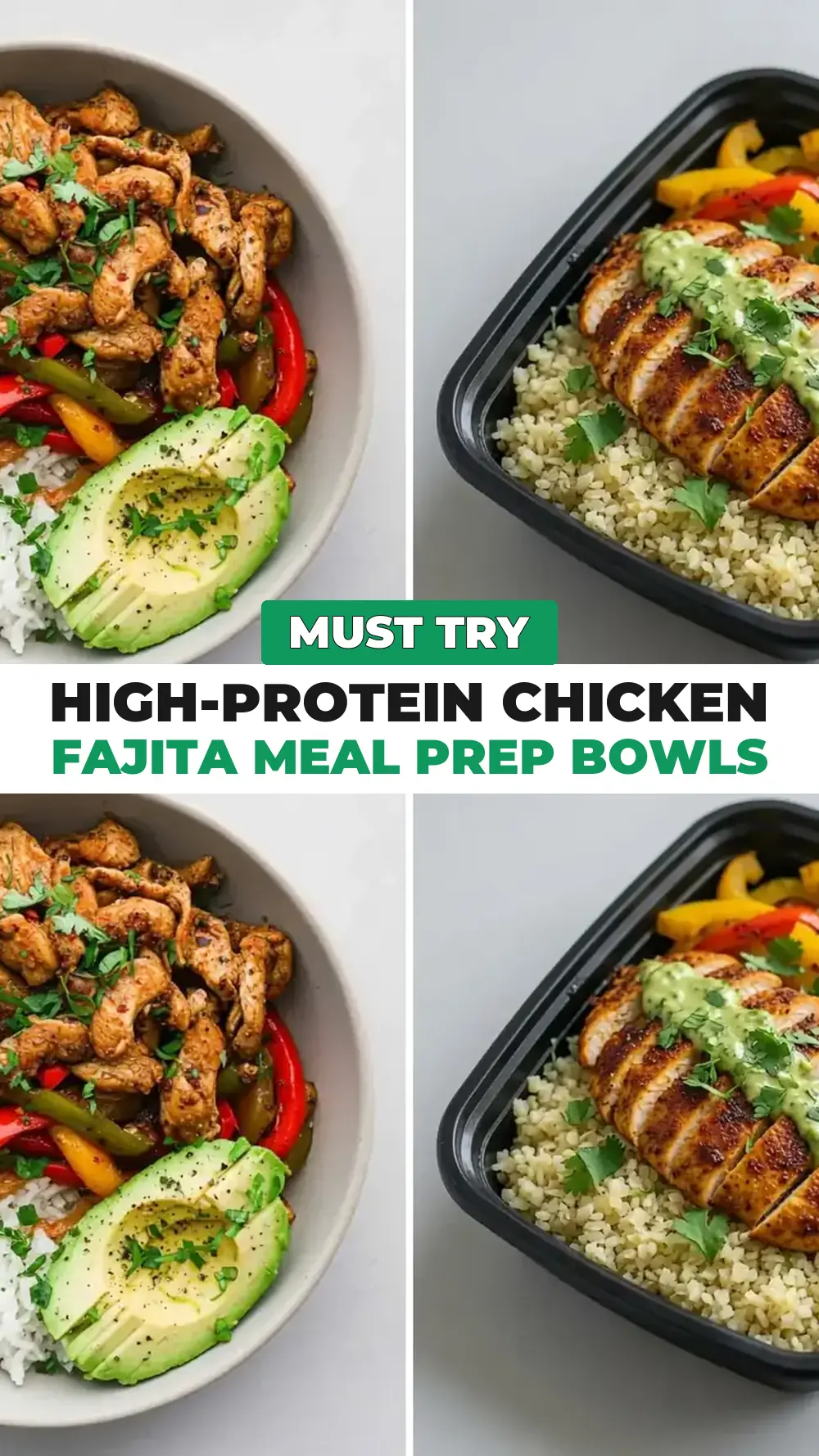 Save High-Protein Chicken Fajita Meal Prep Bowls to Pinterest