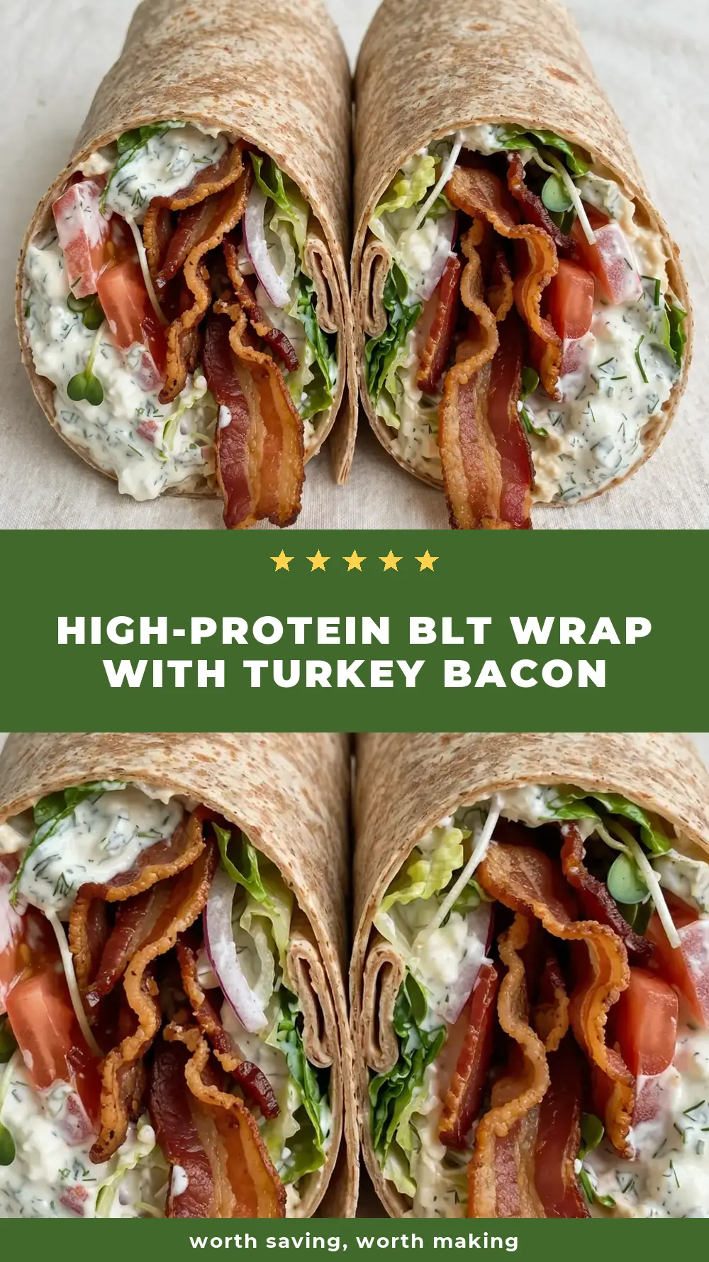 Save High-Protein BLT Wrap with Turkey Bacon to Pinterest