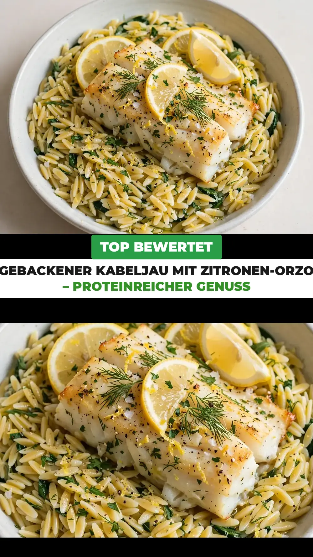 Save High-Protein Baked Cod with Lemon Orzo to Pinterest