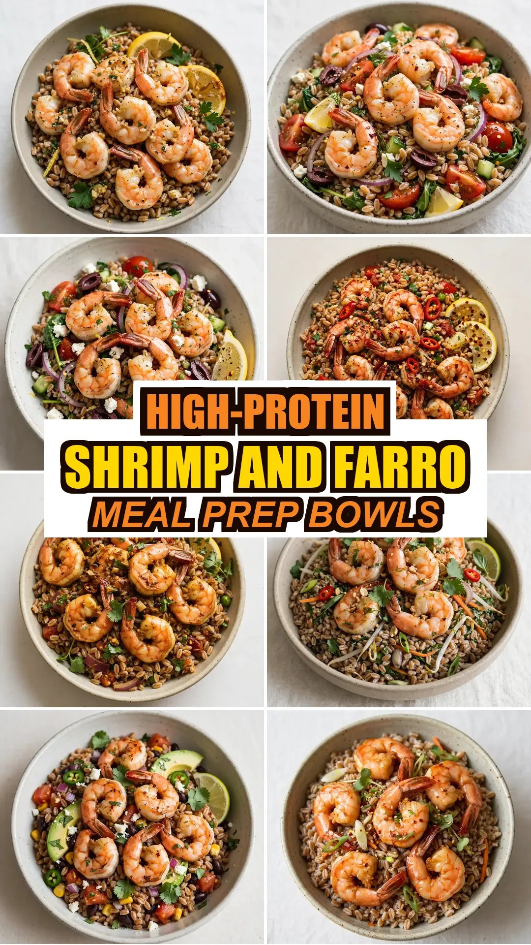 Save High-Protein Shrimp and Farro Meal Prep Bowls to Pinterest