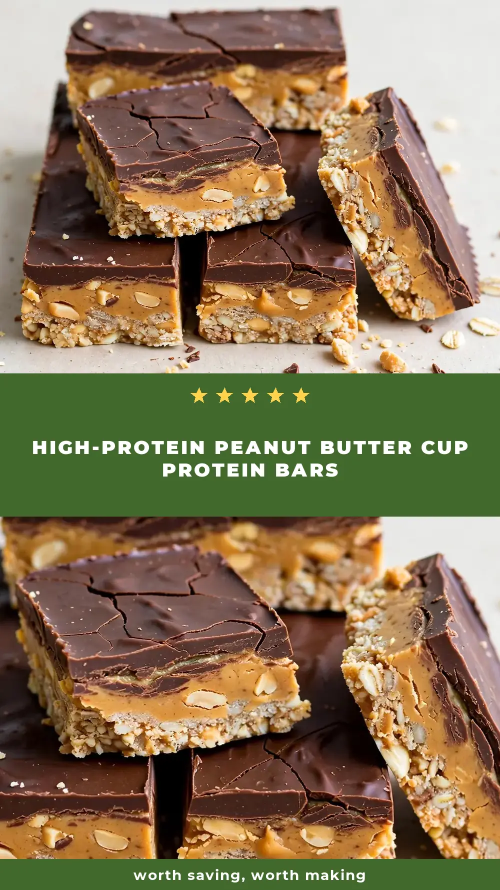 Save High-Protein Peanut Butter Cup Protein Bars to Pinterest