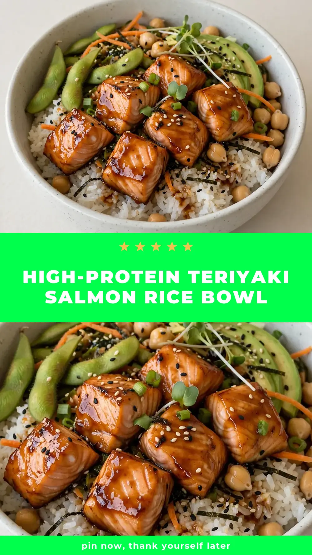 Save High-Protein Teriyaki Salmon Rice Bowl to Pinterest