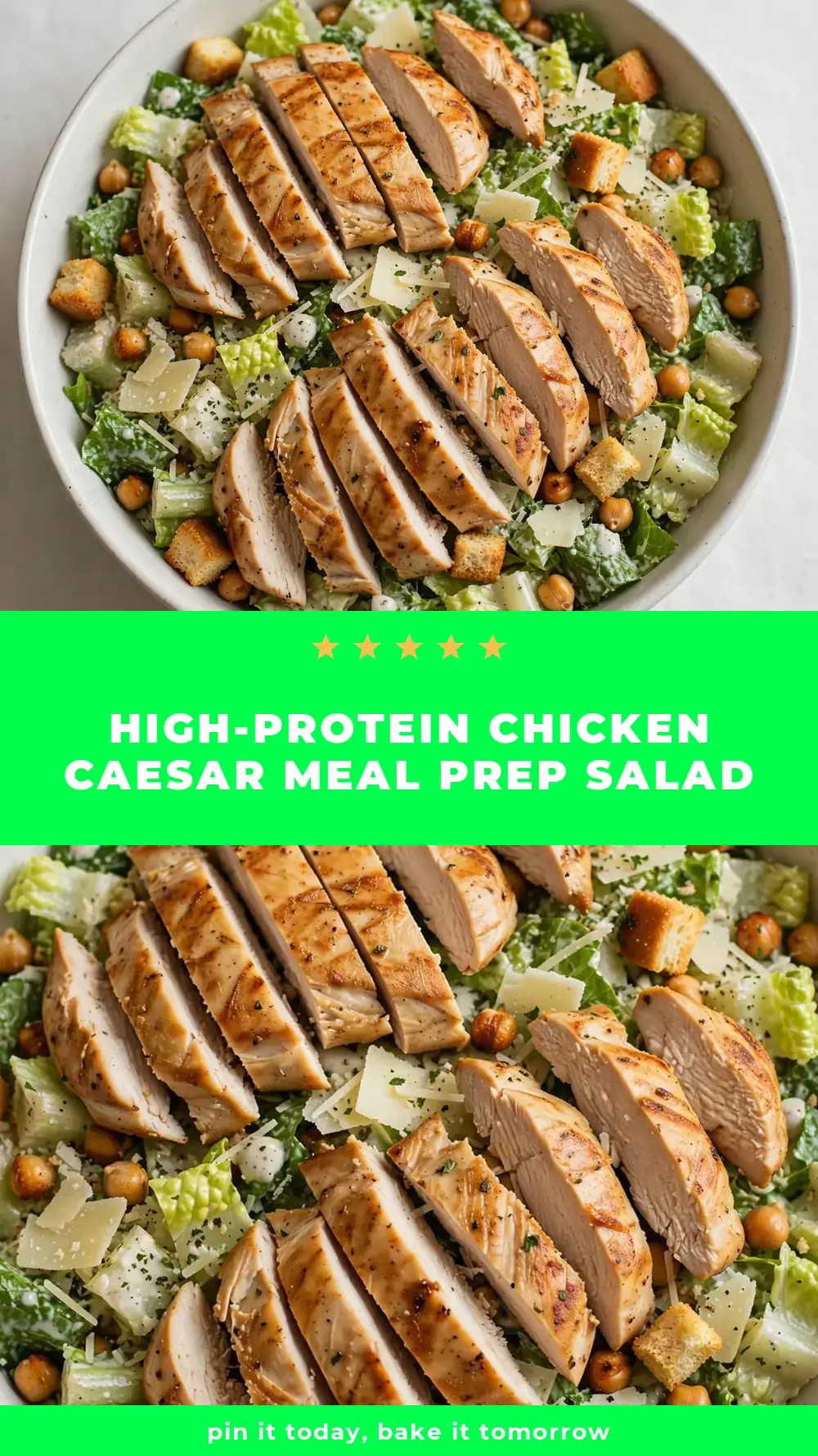 Save High-Protein Chicken Caesar Meal Prep Salad to Pinterest