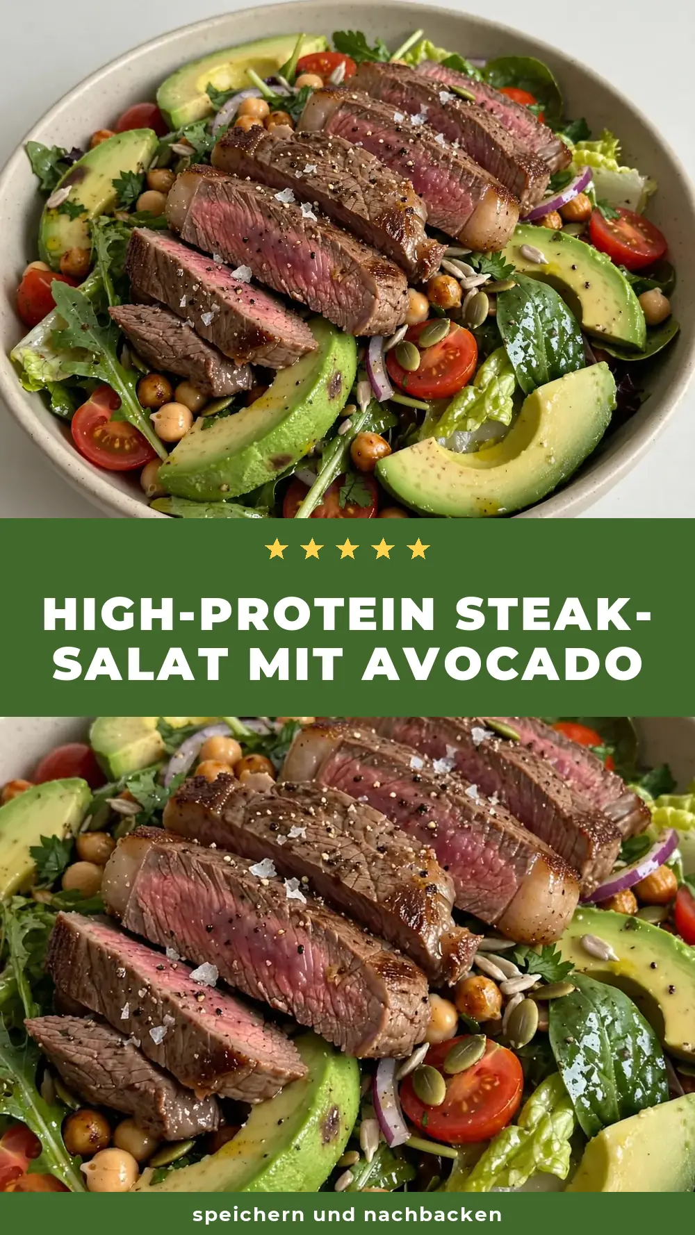 Save High-Protein Steak Salad with Avocado to Pinterest