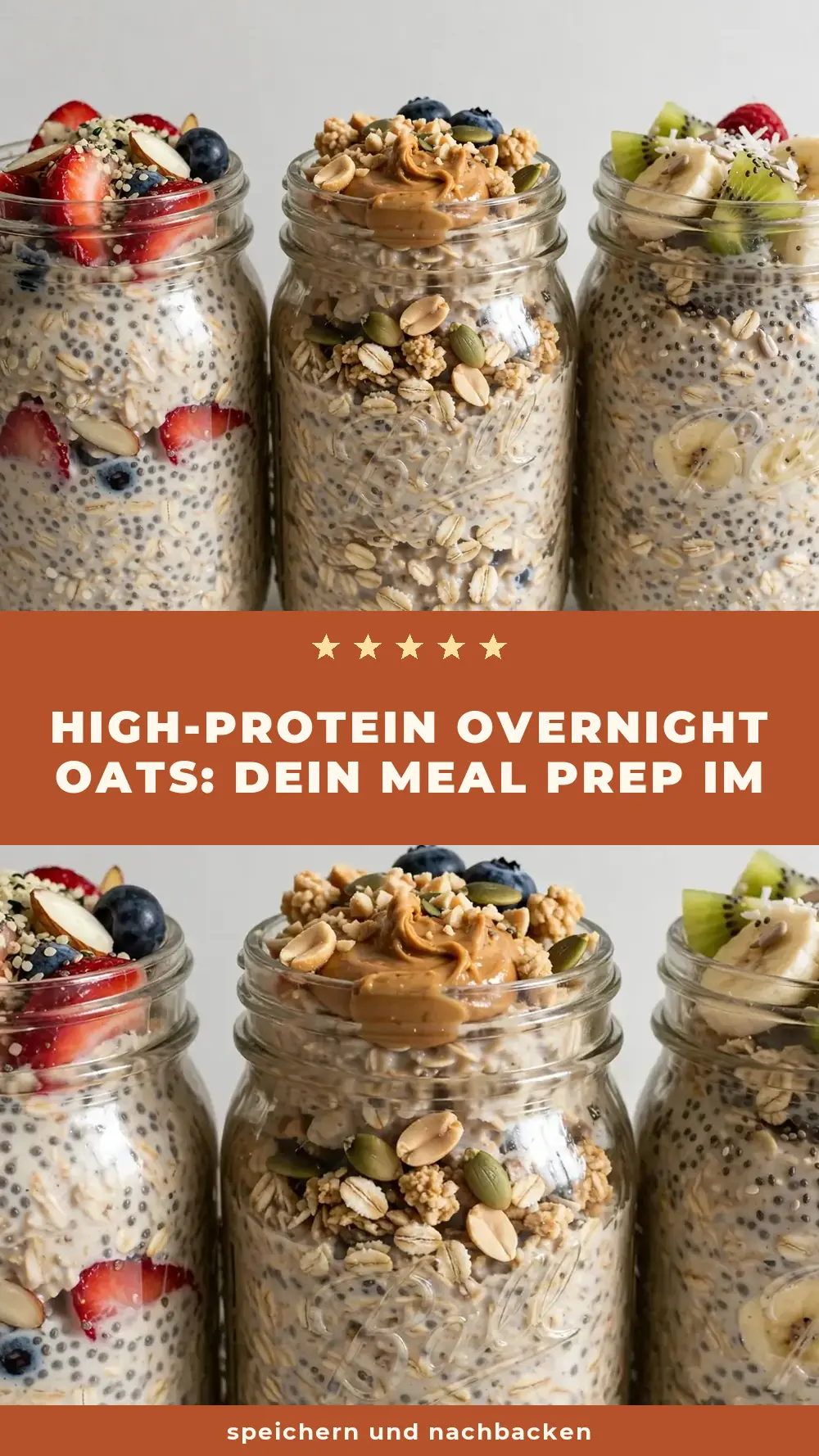 Save High-Protein Overnight Oats Meal Prep Jars to Pinterest