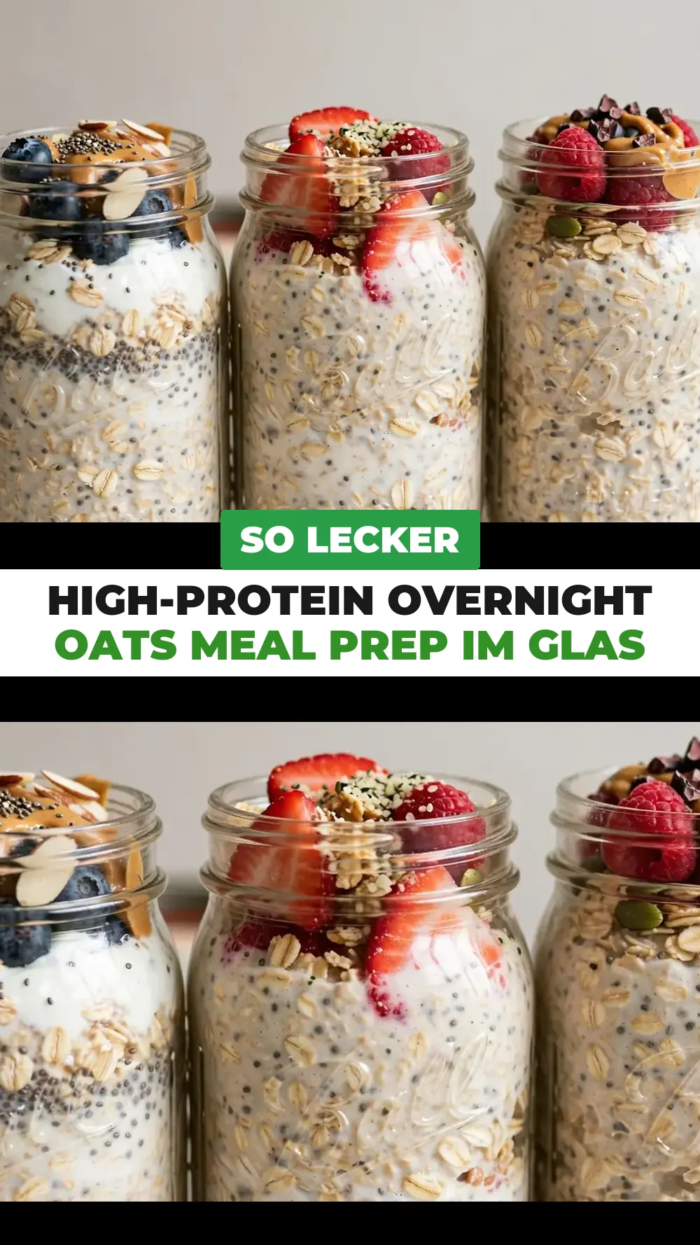 Save High-Protein Overnight Oats Meal Prep Jars to Pinterest
