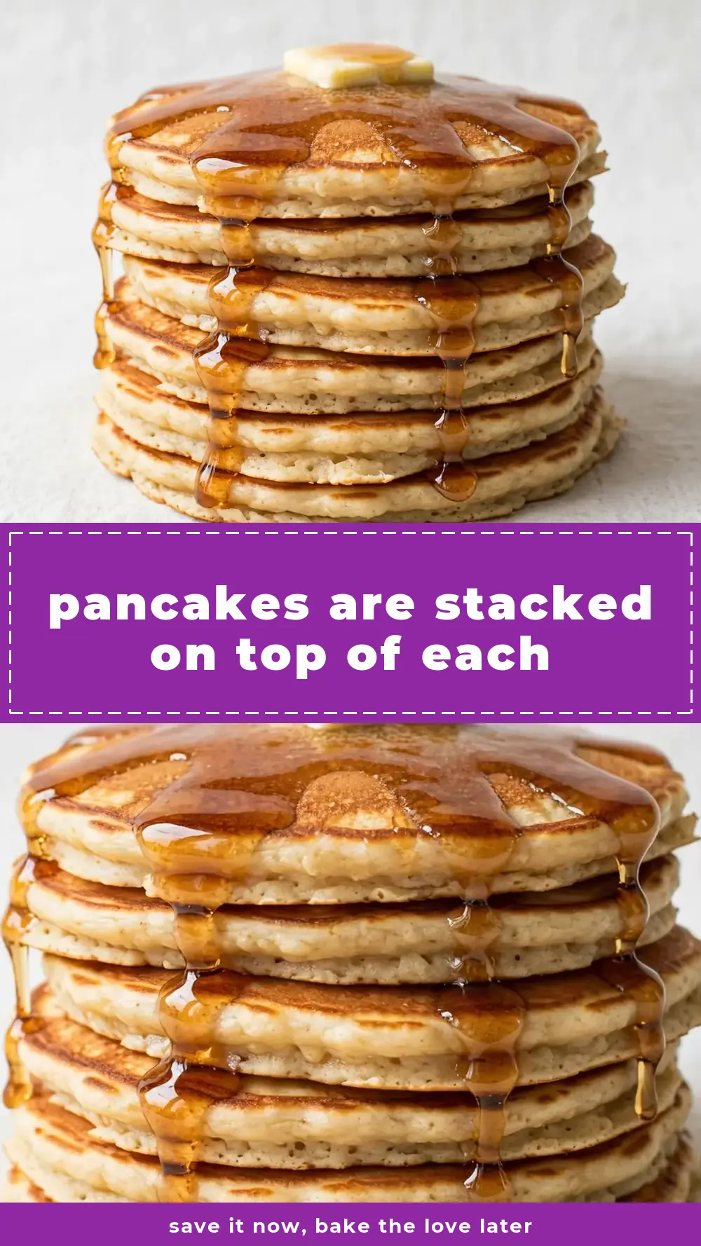 Save pancakes are stacked on top of each other to Pinterest