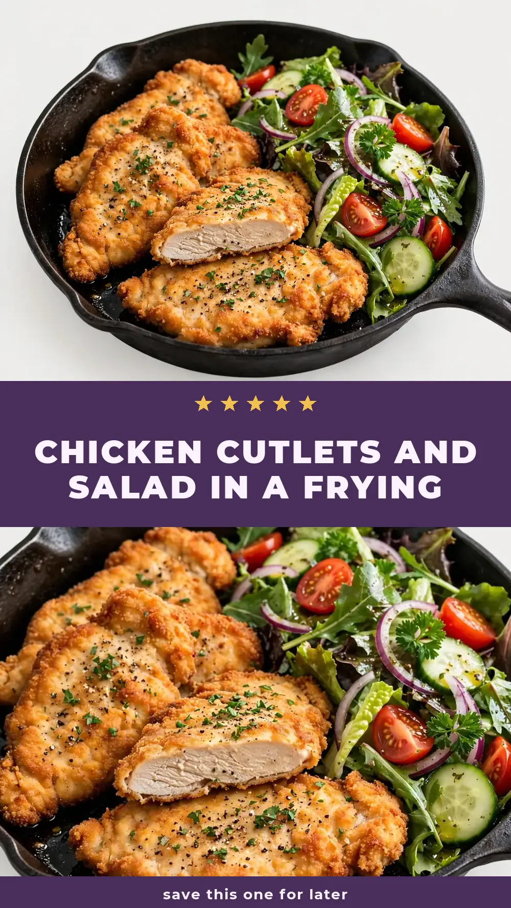 Save chicken cutlets and salad in a frying pan to Pinterest
