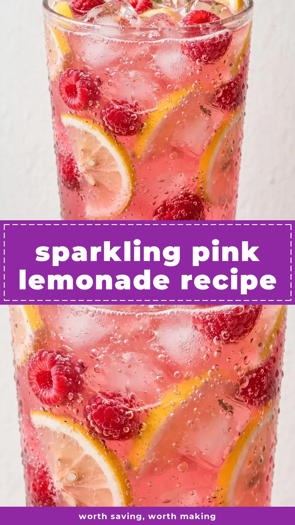 Save sparkling pink lemonade recipe to Pinterest
