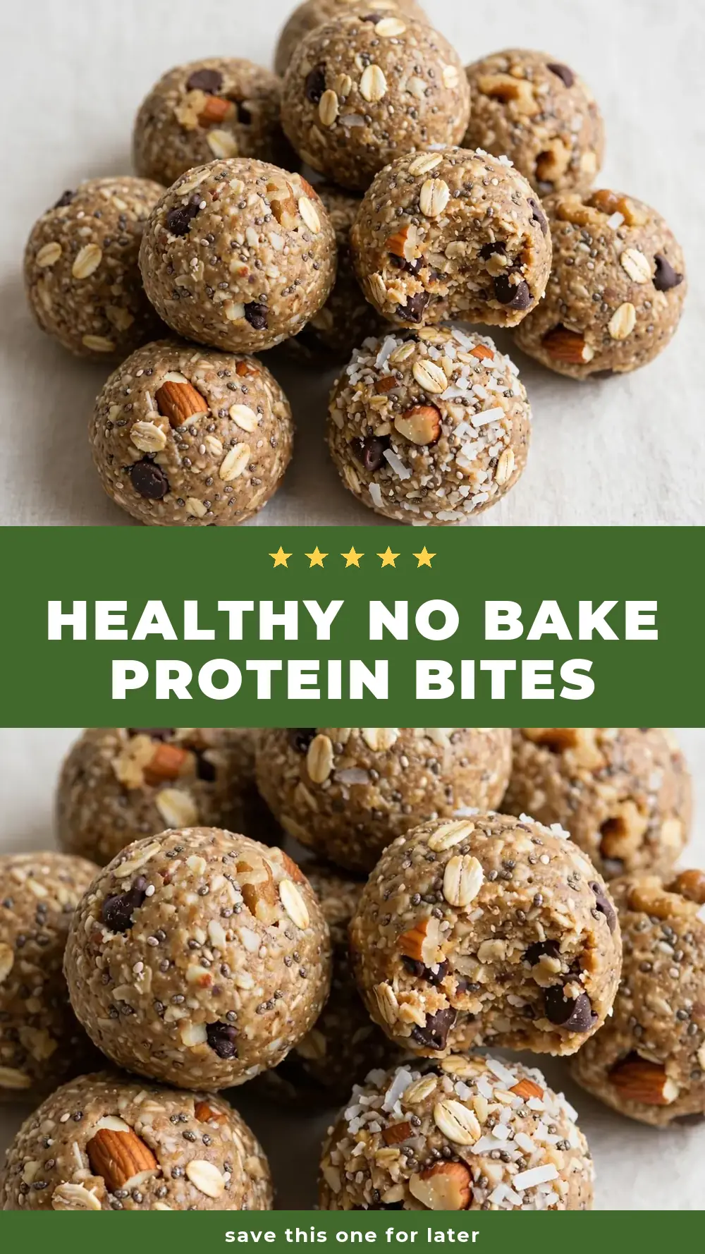 Save healthy no bake protein bites to Pinterest