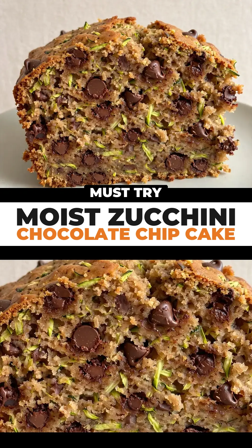 Save moist zucchini chocolate chip cake to Pinterest