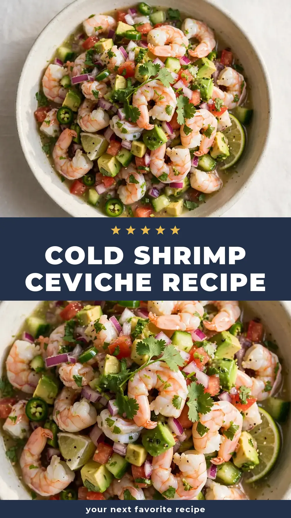 Save cold shrimp ceviche recipe to Pinterest