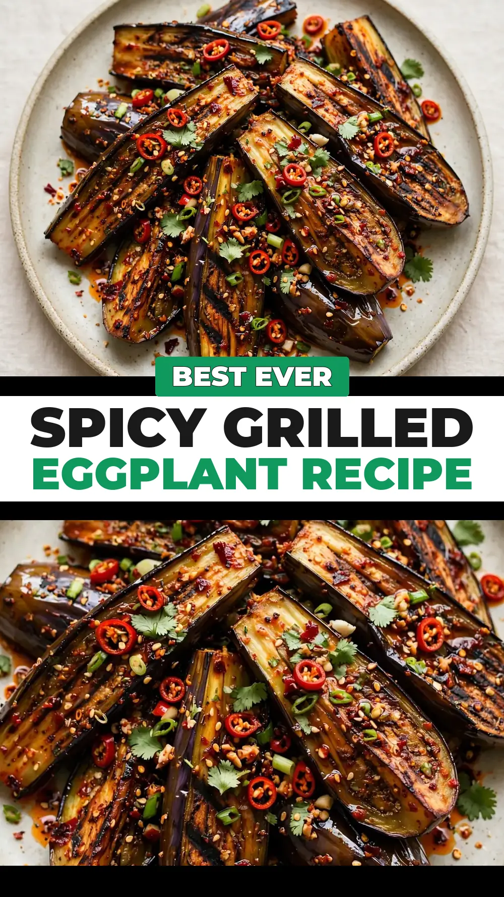 Save spicy grilled eggplant recipe to Pinterest