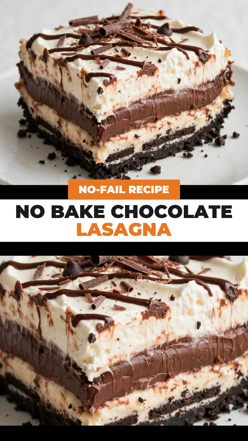 Save no bake chocolate lasagna to Pinterest