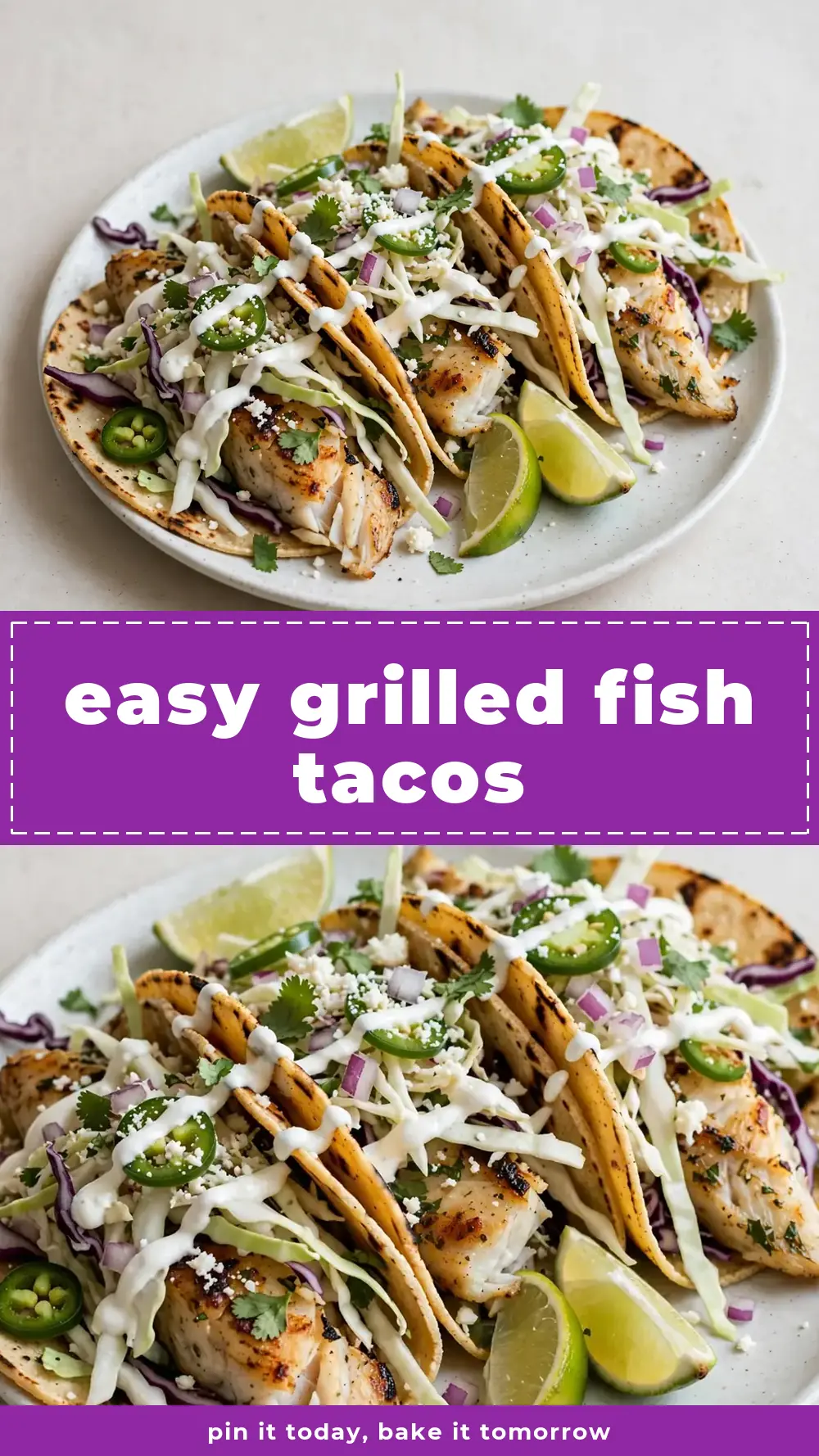 Save easy grilled fish tacos to Pinterest