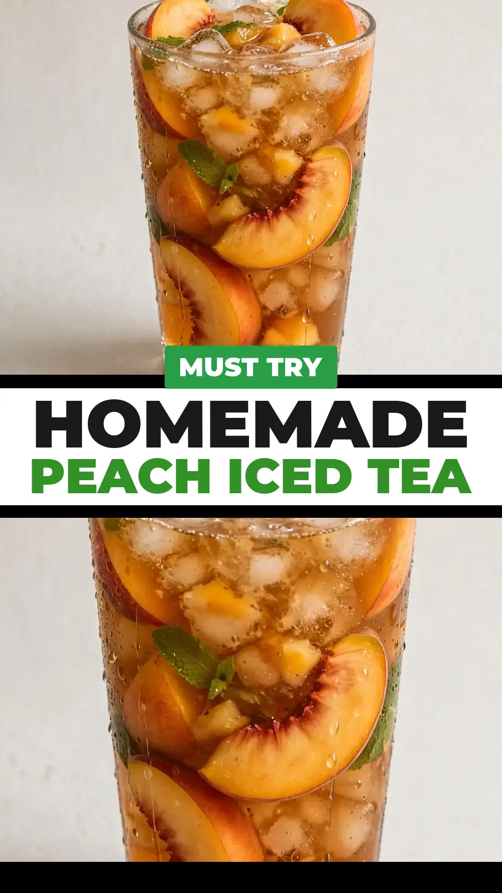 Save homemade peach iced tea to Pinterest