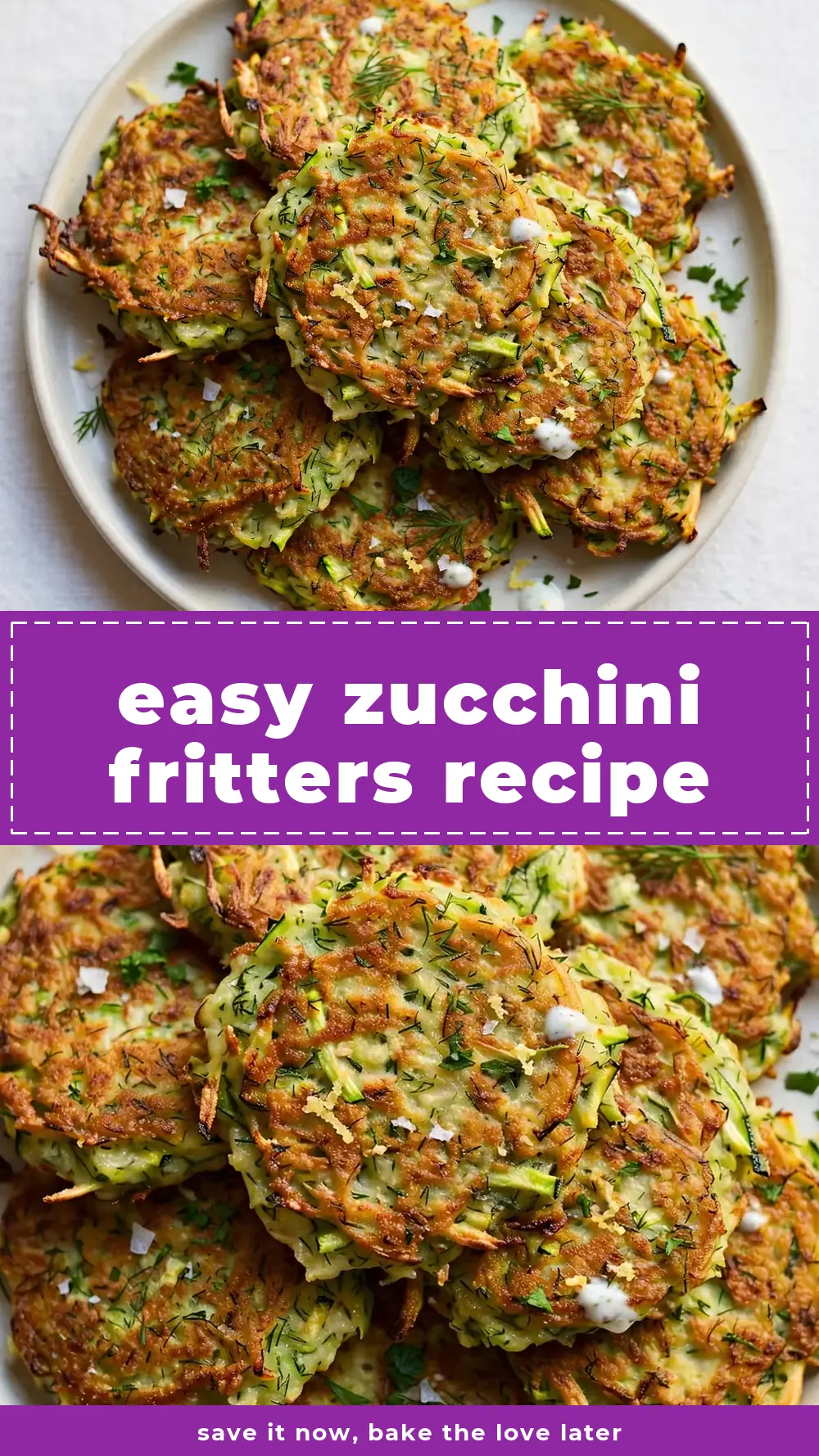Save easy zucchini fritters recipe to Pinterest
