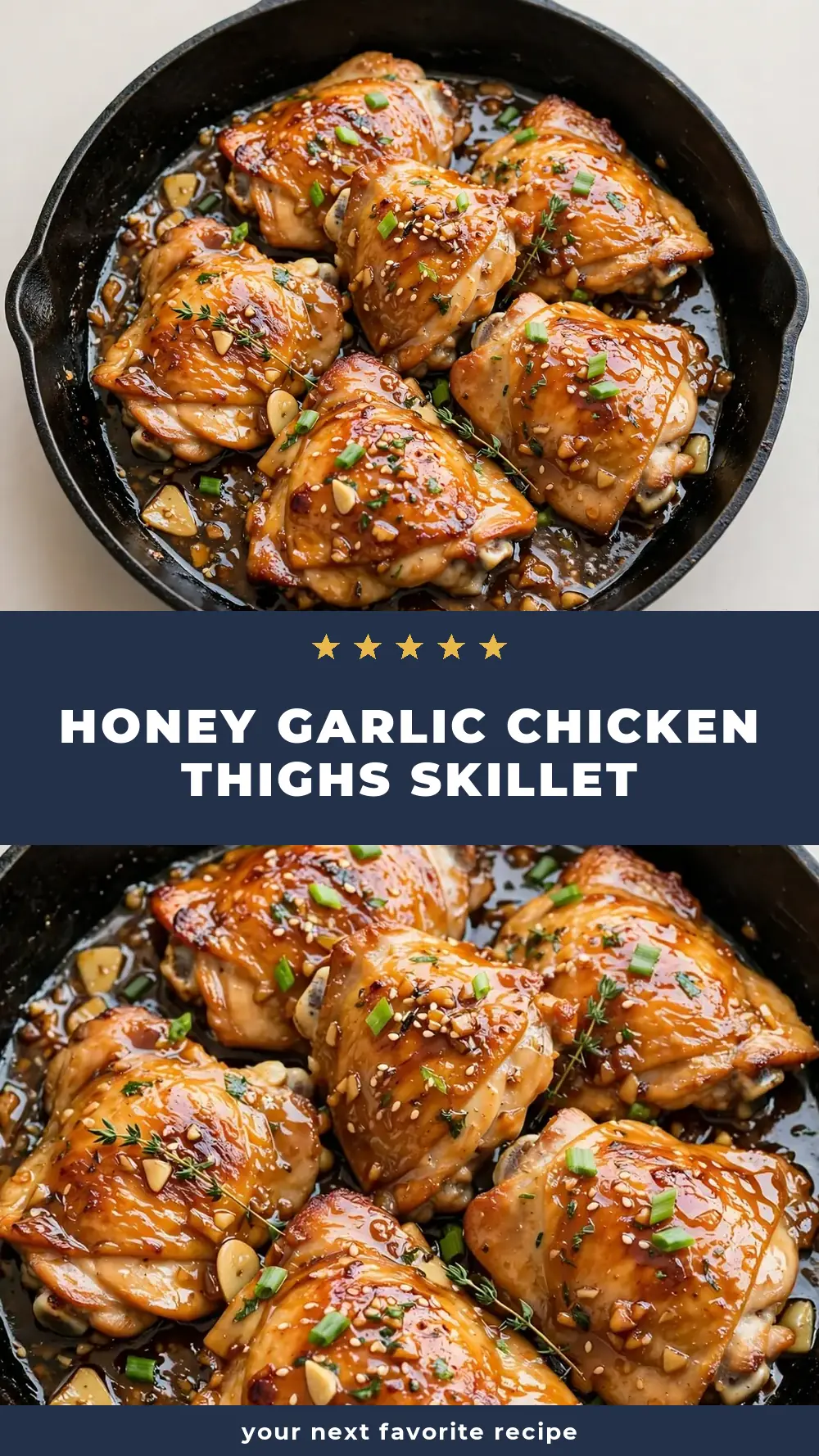 Save Honey Garlic Chicken Thighs Skillet to Pinterest