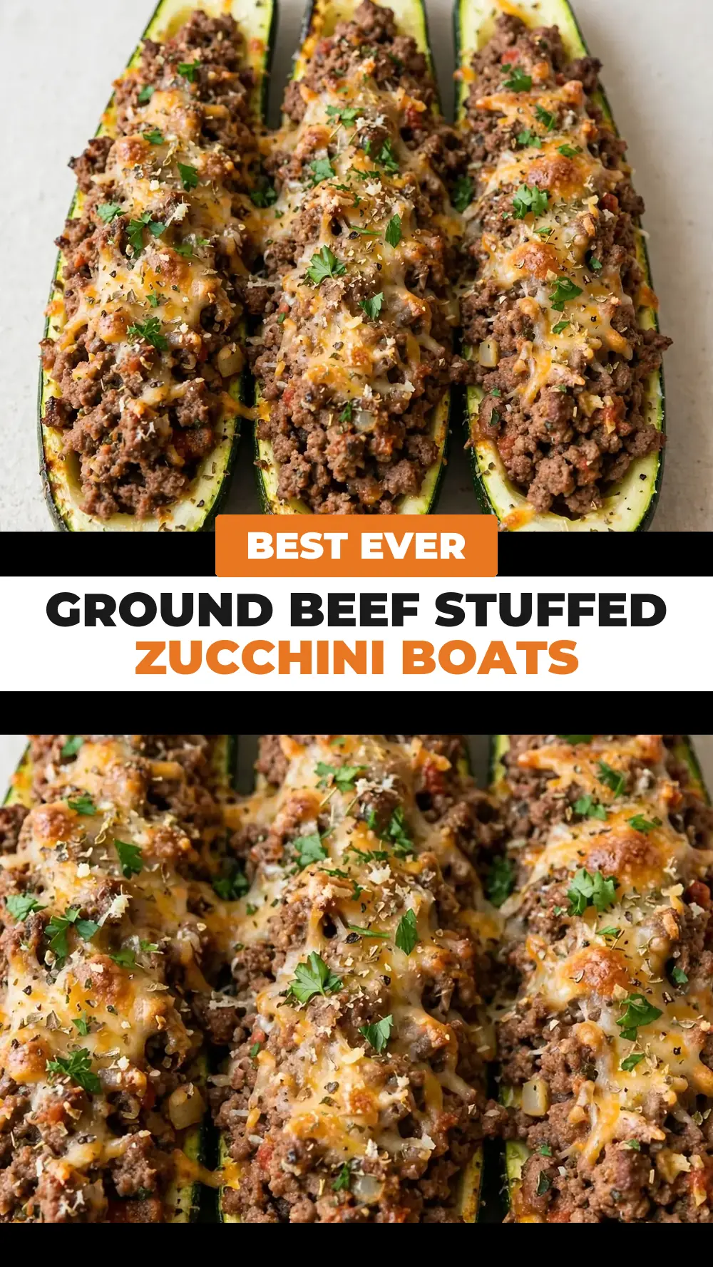 Save Ground Beef Stuffed Zucchini Boats to Pinterest