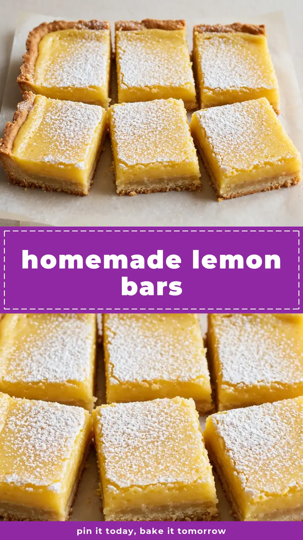 Save Homemade Lemon Bars to Pinterest