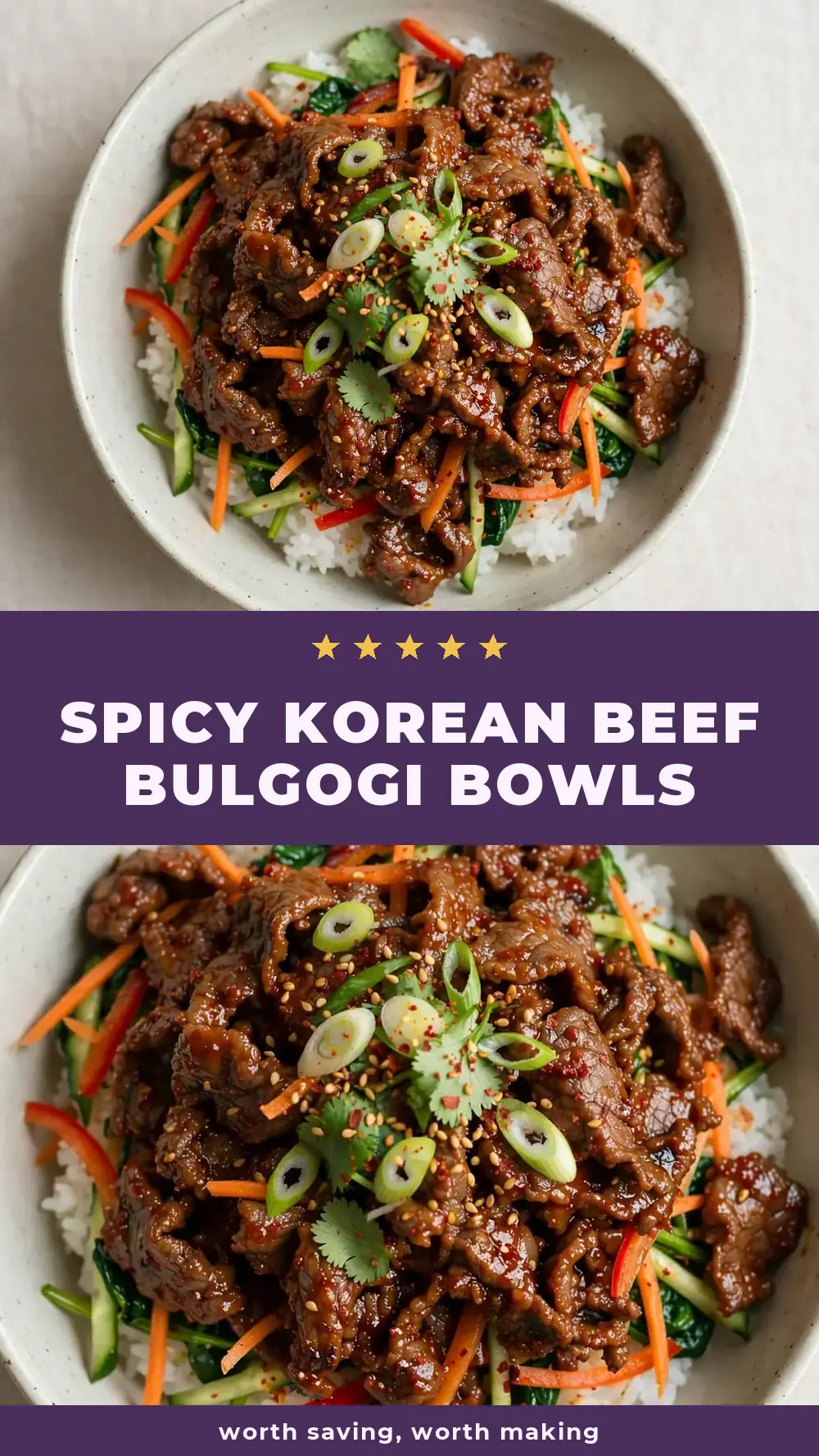 Save Spicy Korean Beef Bulgogi Bowls to Pinterest