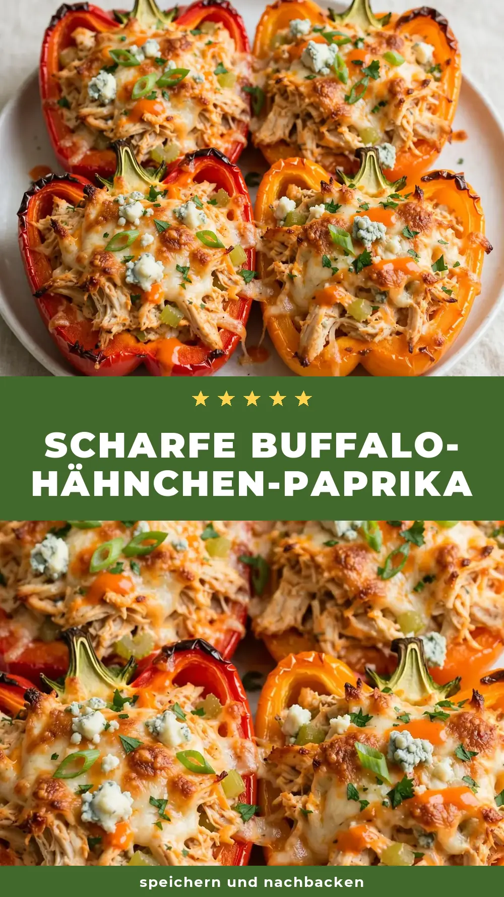 Save Buffalo Chicken Stuffed Peppers to Pinterest