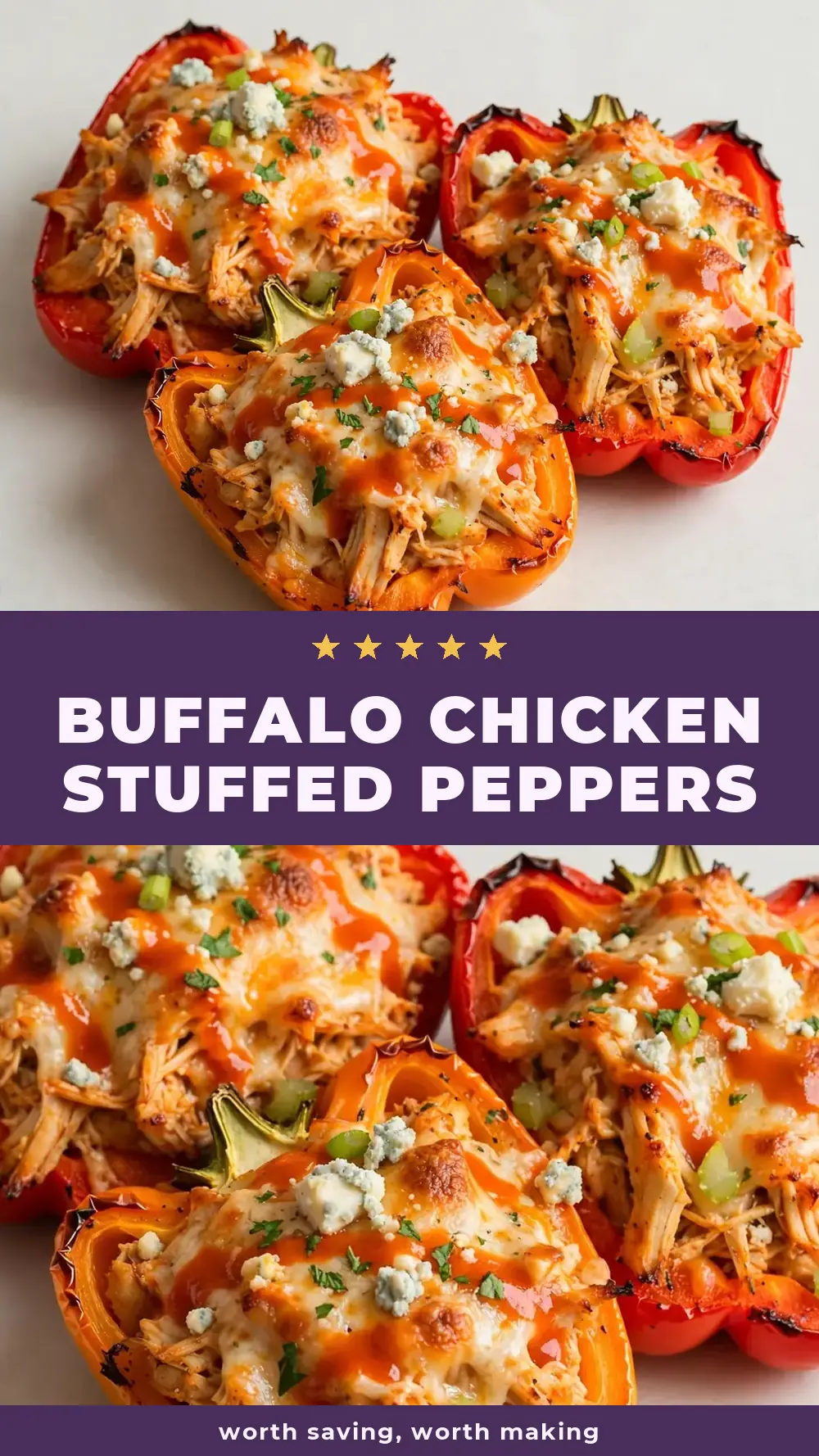 Save Buffalo Chicken Stuffed Peppers to Pinterest