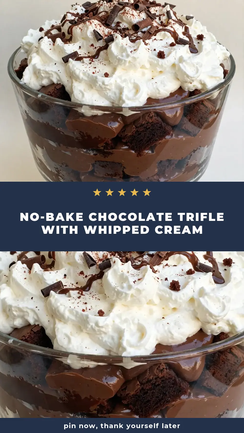 Save No-Bake Chocolate Trifle with Whipped Cream to Pinterest