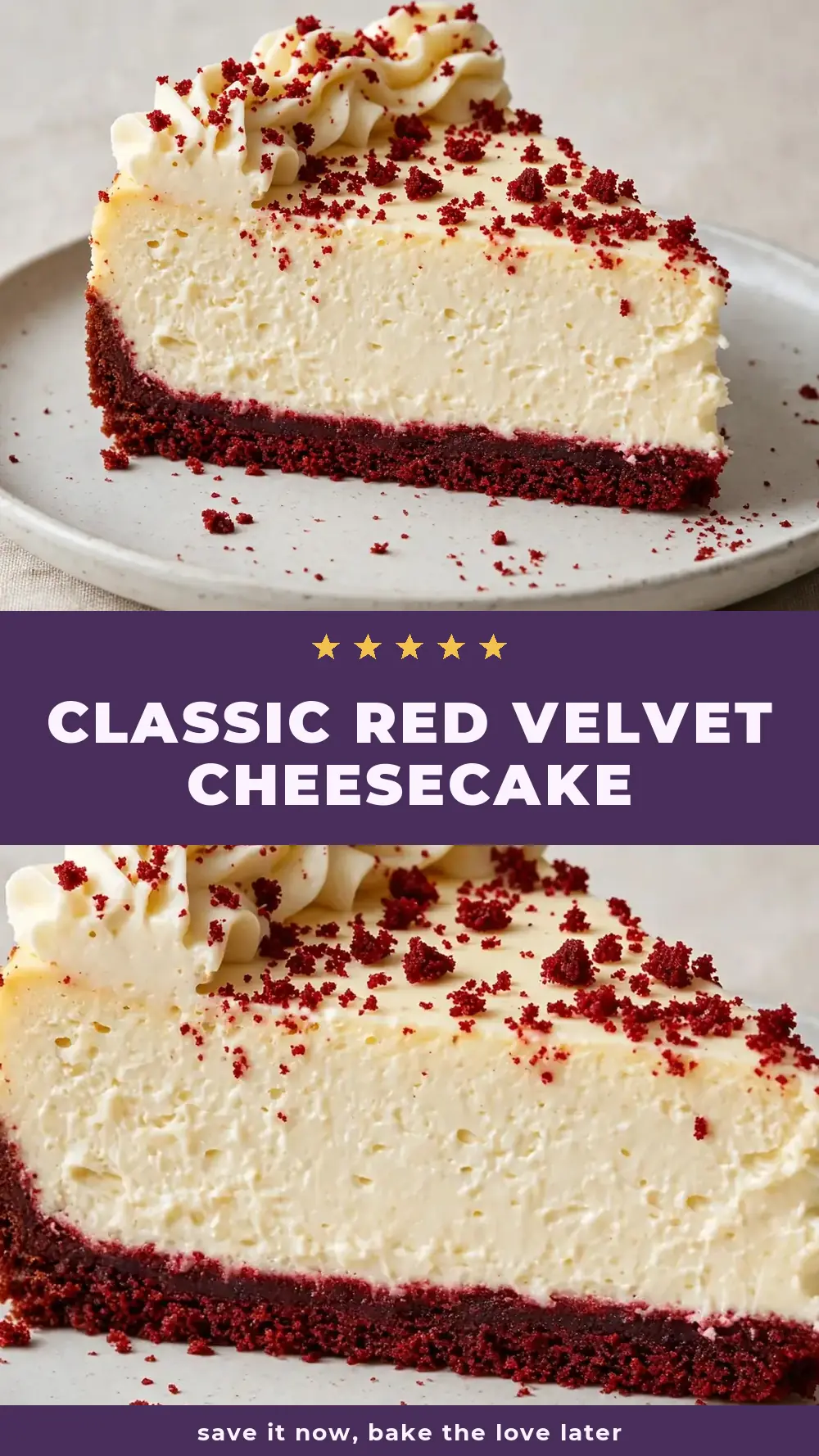 Save Classic Red Velvet Cheesecake to Pinterest