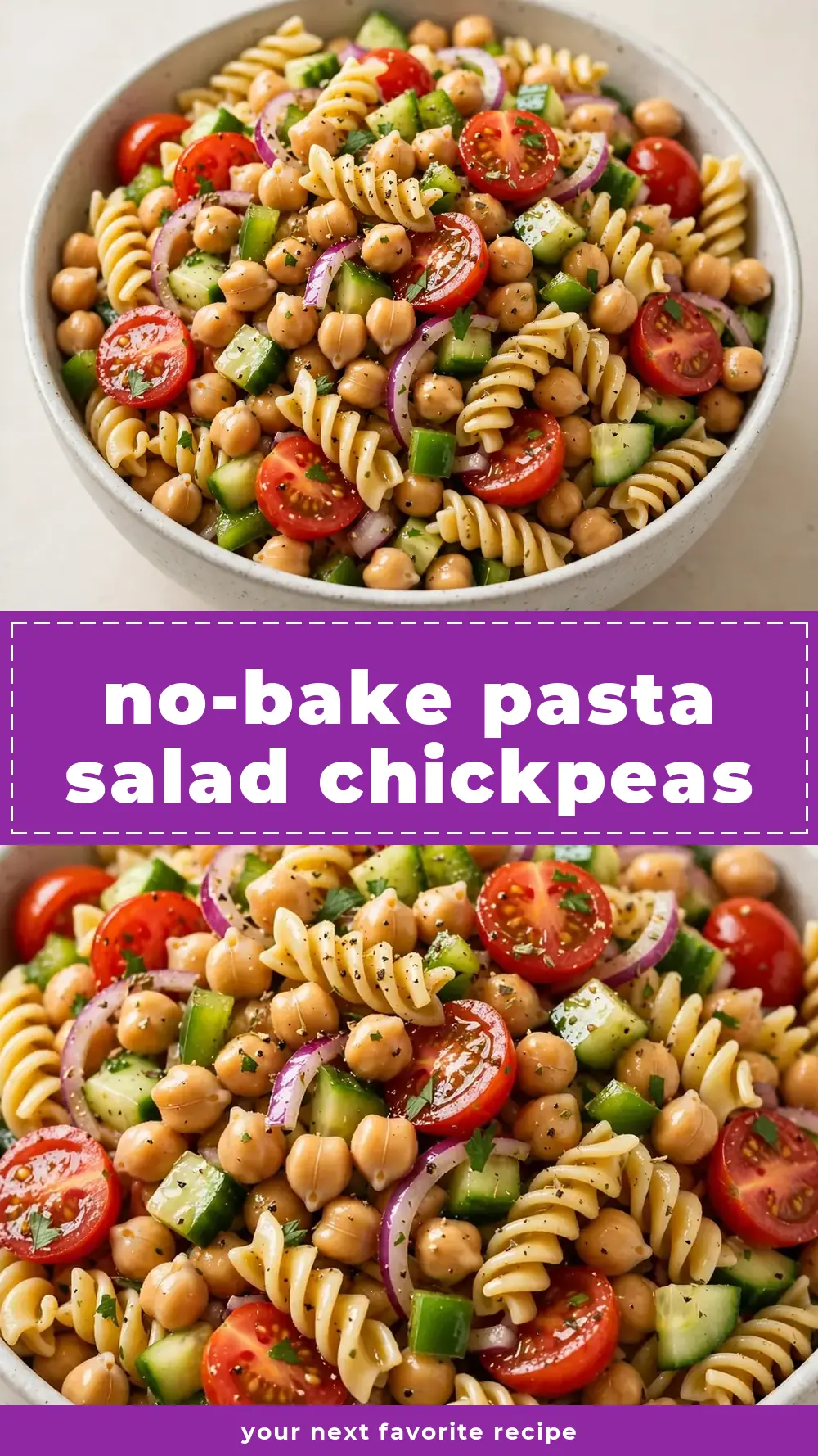 Save no-bake pasta salad chickpeas to Pinterest
