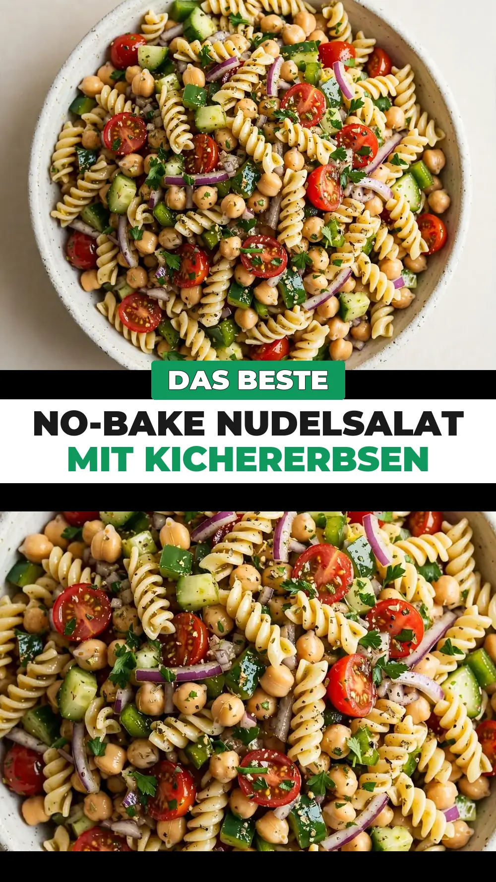 Save no-bake pasta salad chickpeas to Pinterest
