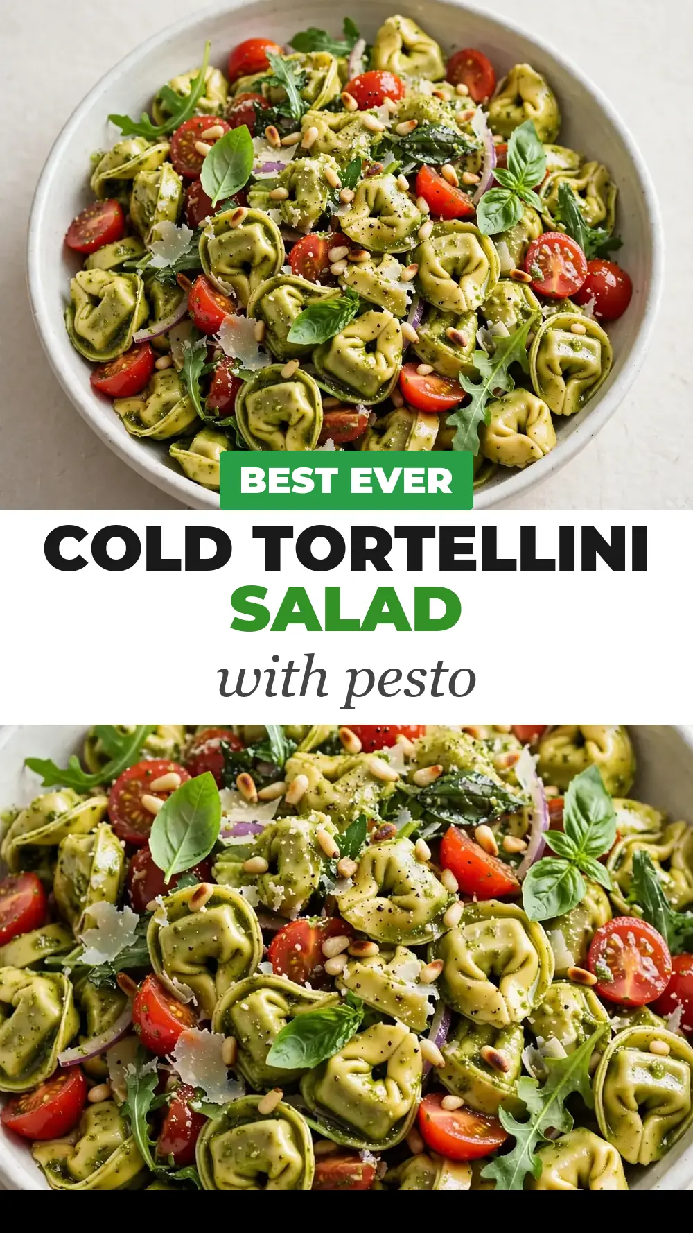 Save cold tortellini salad with pesto to Pinterest