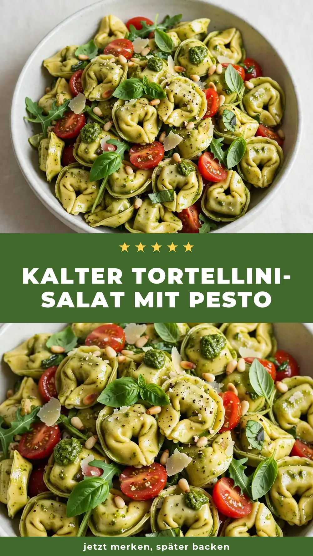 Save cold tortellini salad with pesto to Pinterest