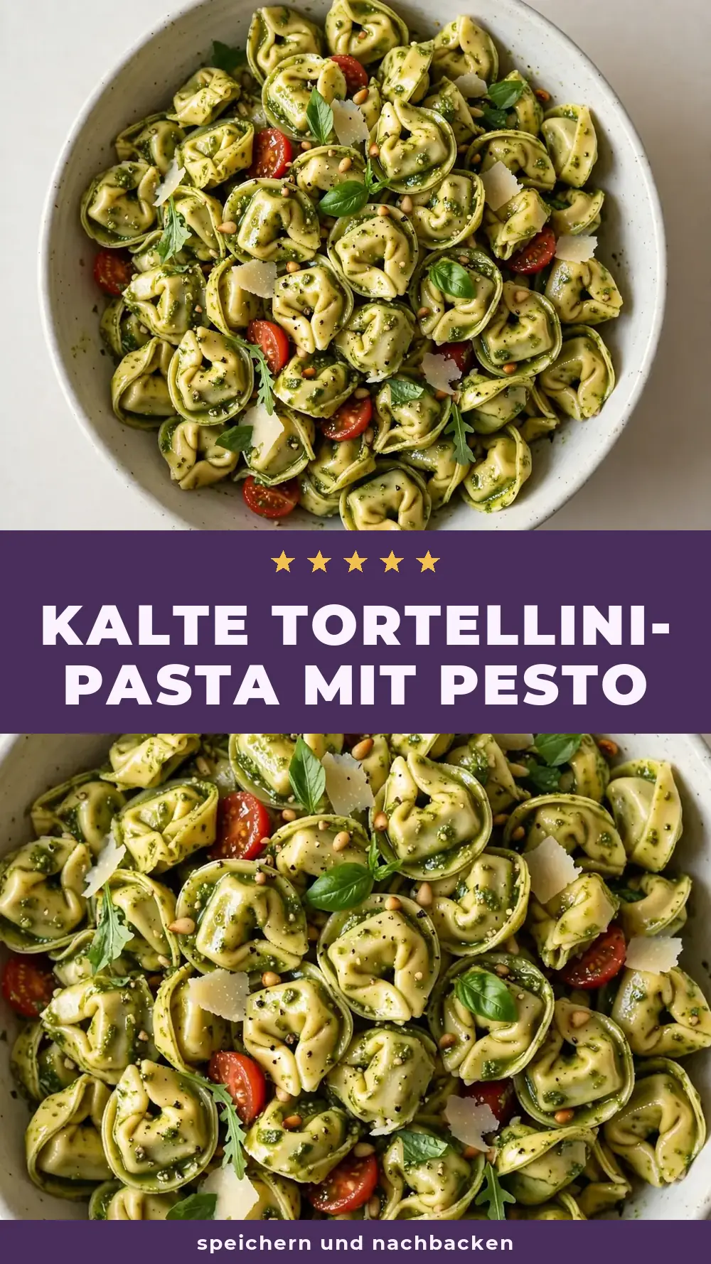 Save cold tortellini salad with pesto to Pinterest