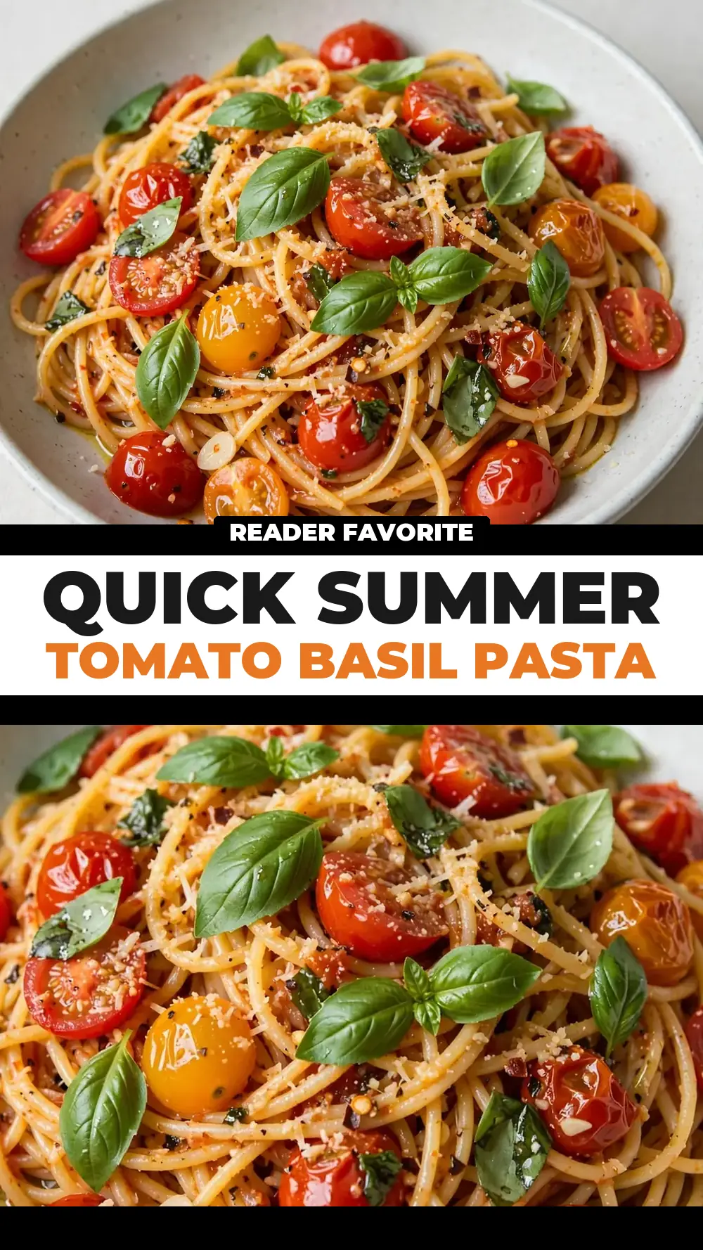 Save quick summer tomato basil pasta to Pinterest