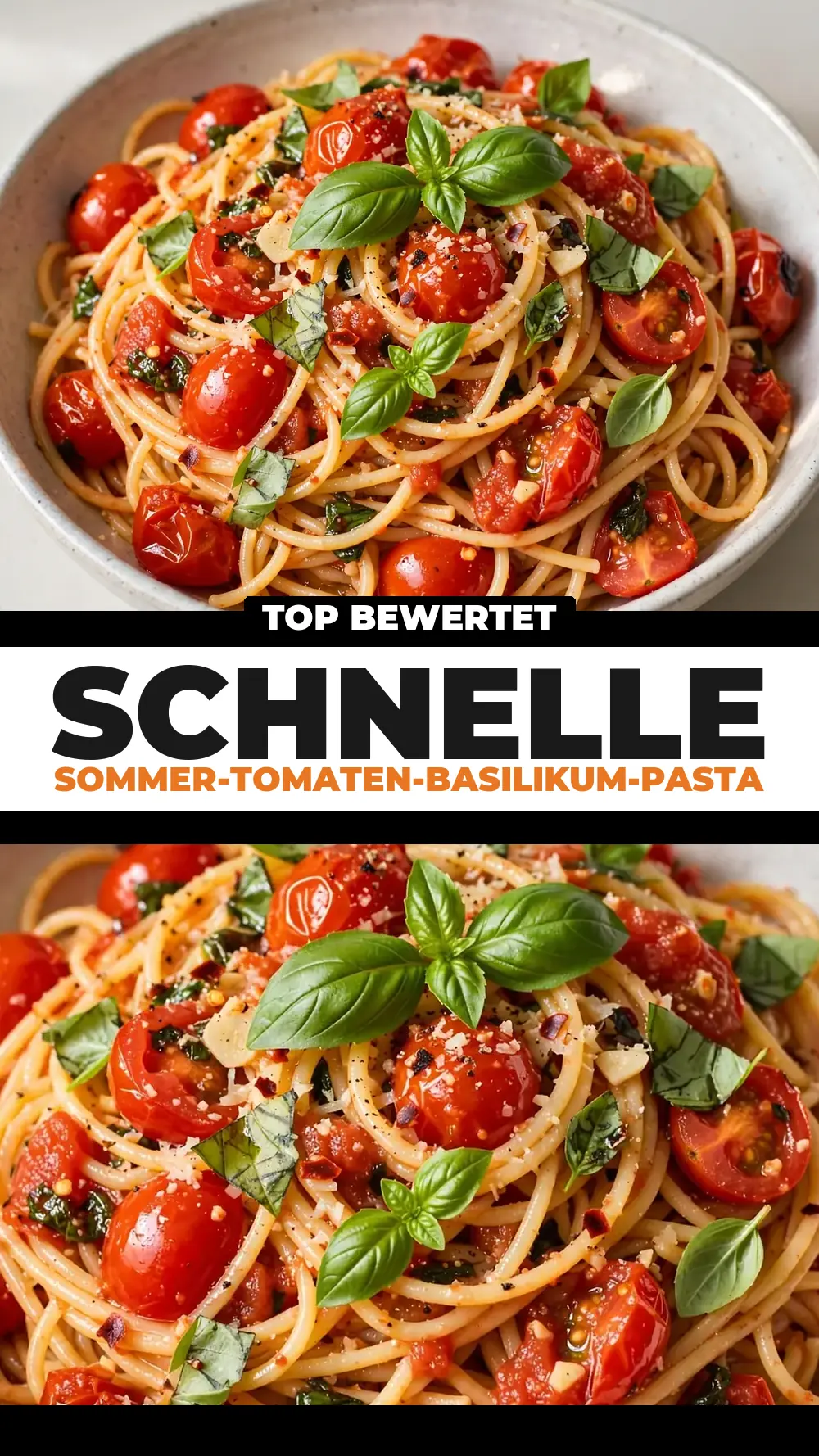 Save quick summer tomato basil pasta to Pinterest