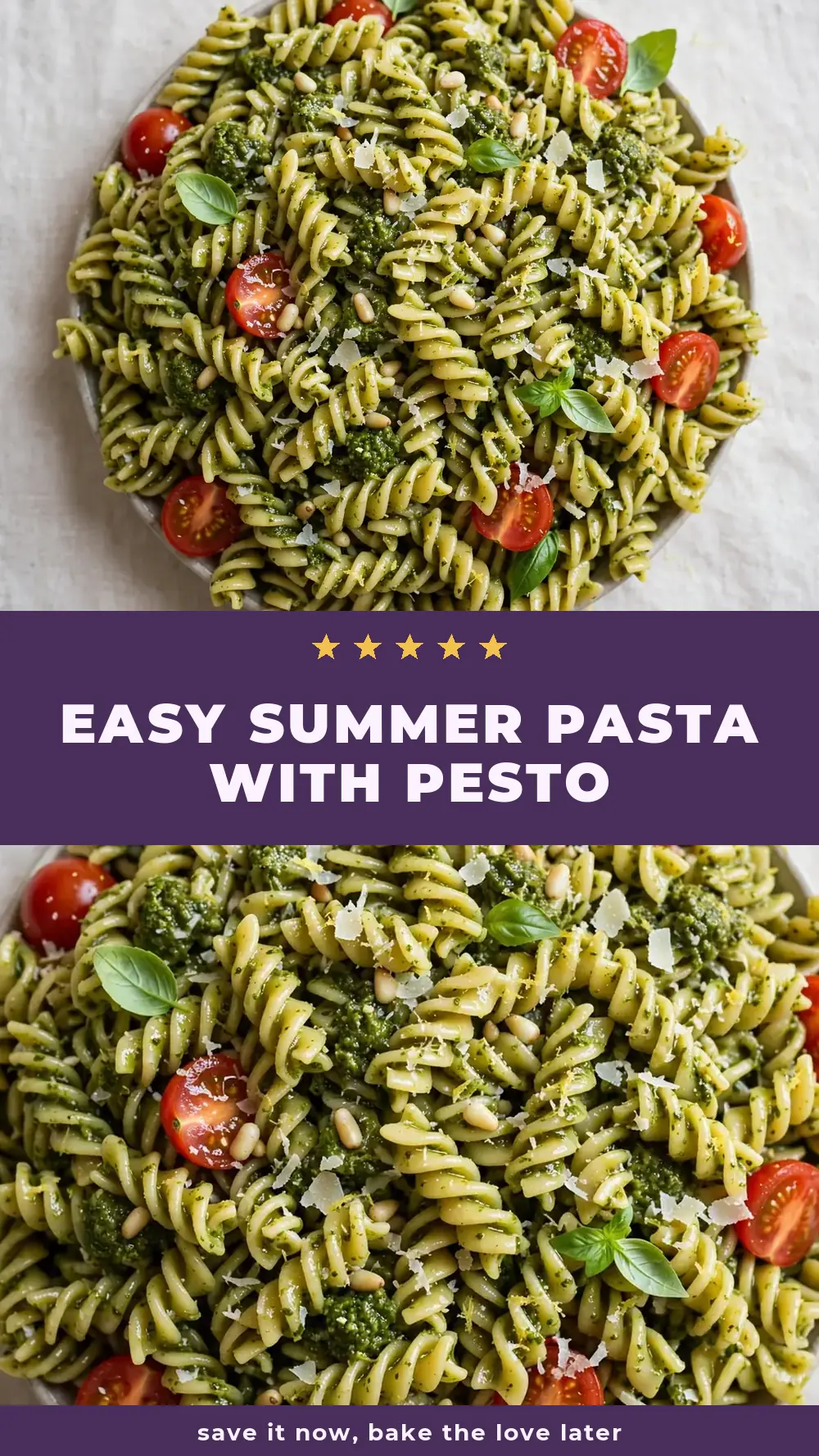 Save easy summer pasta with pesto to Pinterest