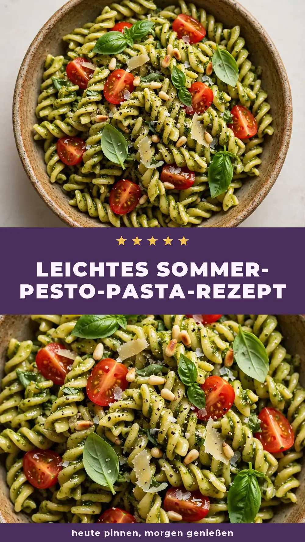 Save easy summer pasta with pesto to Pinterest