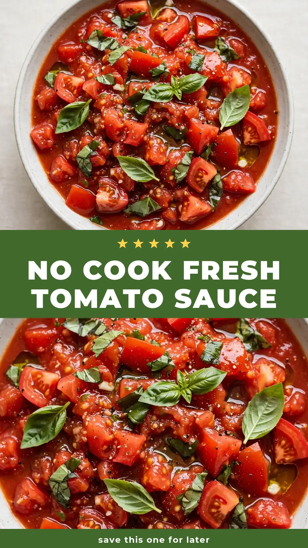 Save no cook fresh tomato sauce to Pinterest