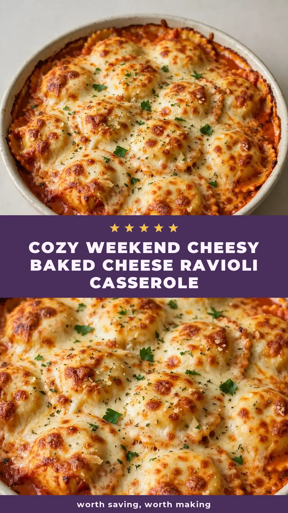 Save Cheesy Baked Cheese Ravioli Casserole to Pinterest