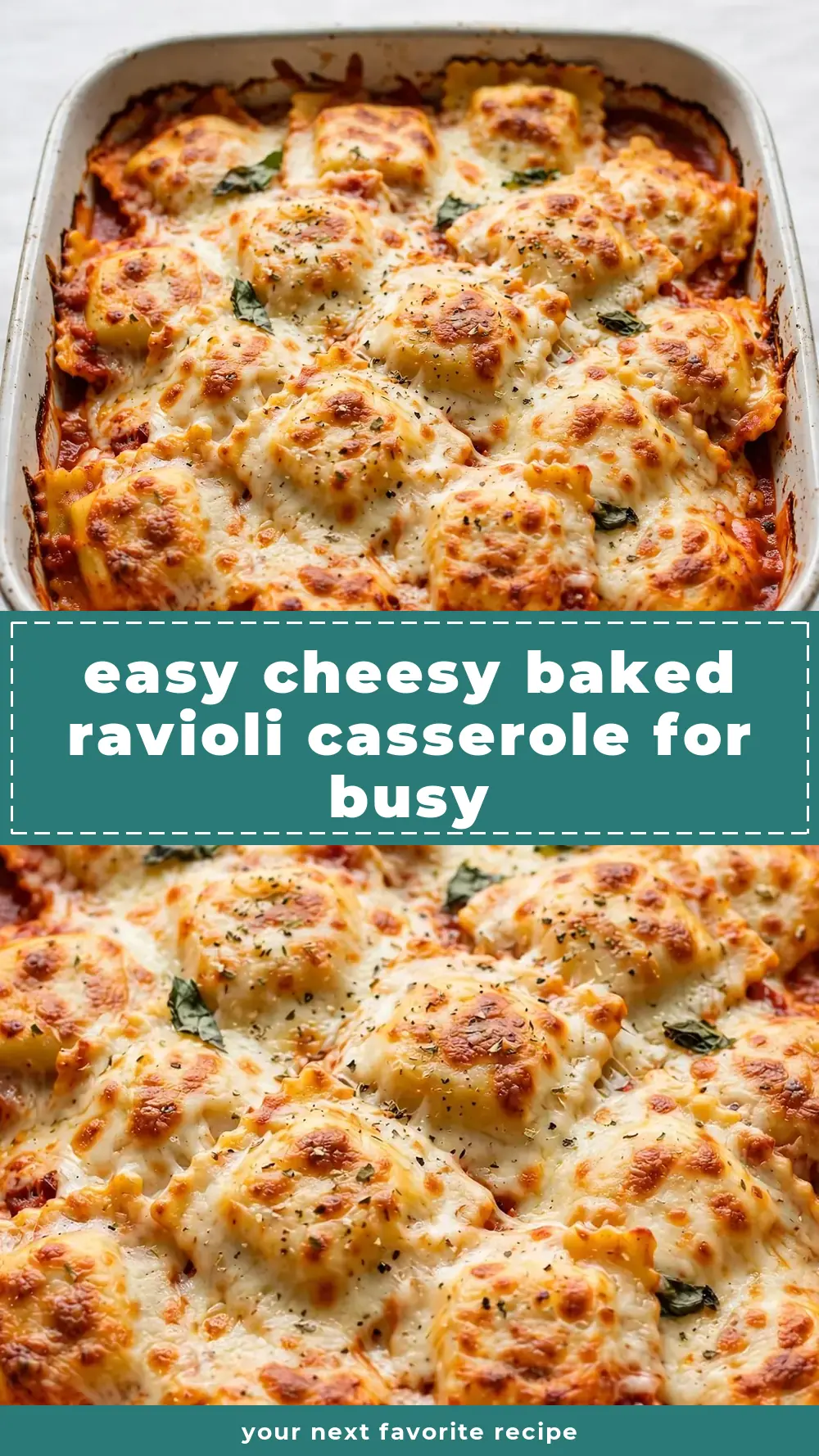 Save Cheesy Baked Cheese Ravioli Casserole to Pinterest