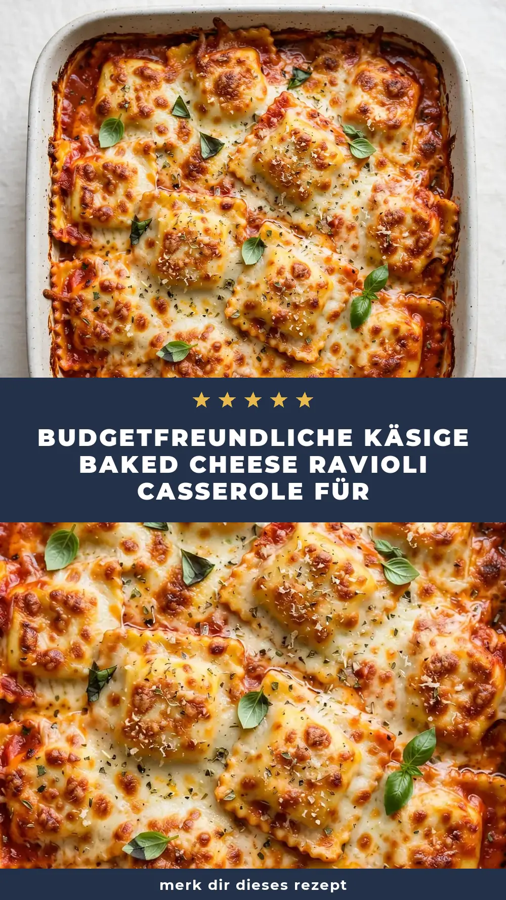 Save Cheesy Baked Cheese Ravioli Casserole to Pinterest