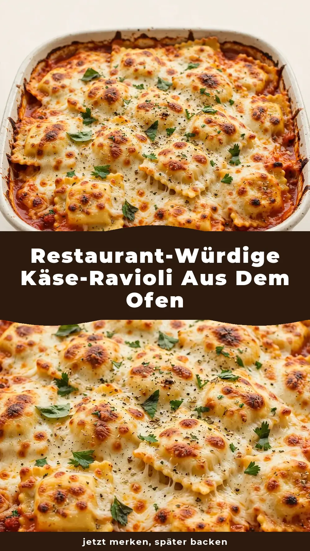 Save Cheesy Baked Cheese Ravioli Casserole to Pinterest